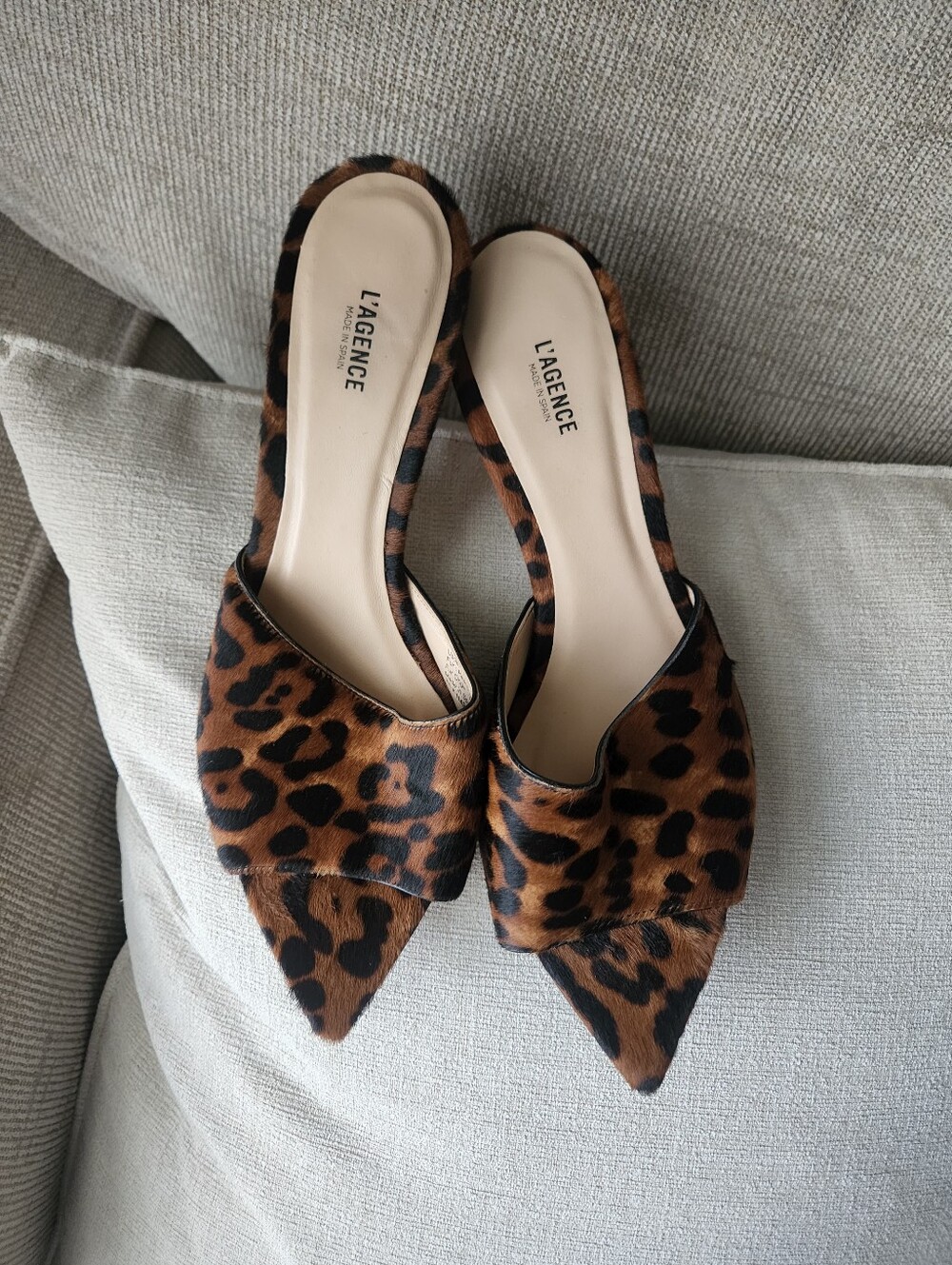 L'AGENCE Leopard Pointed Slide Mule - Brown